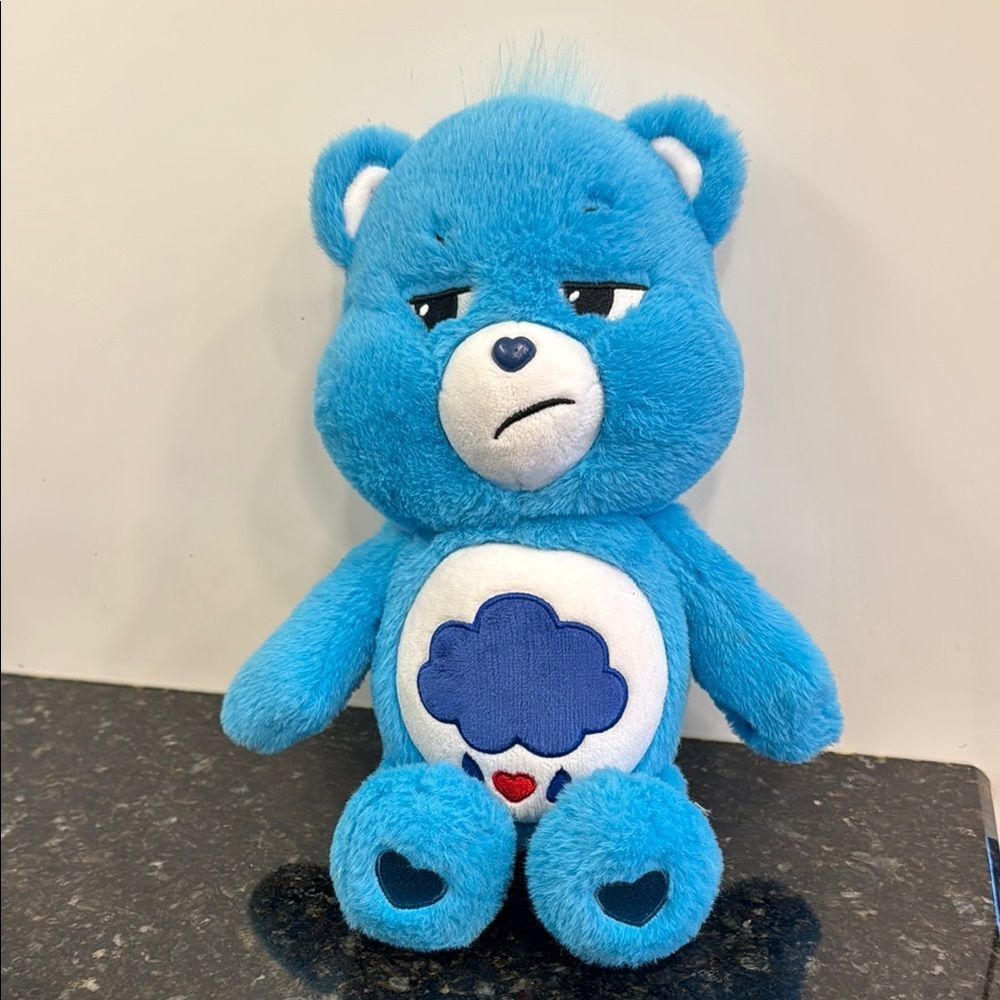 Care Bears Grumpy Bear Plush Blue Clouds & Rain Stuffed Animal 13”